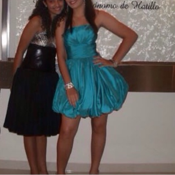 Interlude Turquoise Strapless Dress - Picture 5 of 5